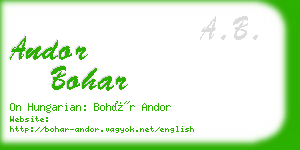 andor bohar business card